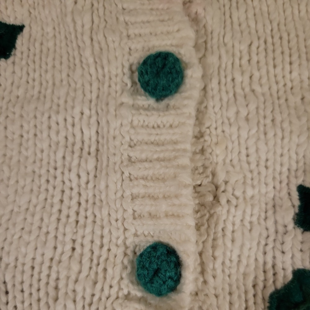 Vintage Hartstrings Holiday Cardigan Sweater Girls 7/8 BUTTON Christmas Ho Ho Ho - Picture 4 of 7